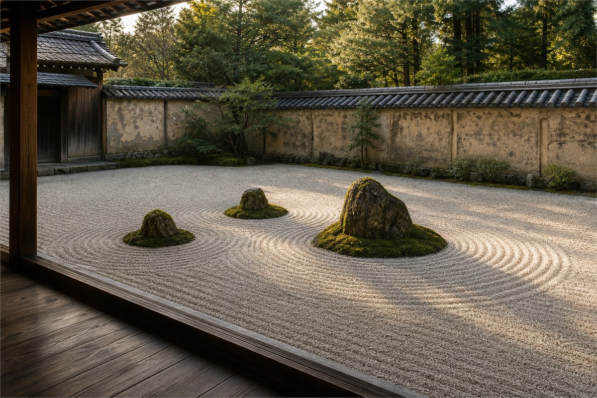 寺院本堂前庭 枯山水改修