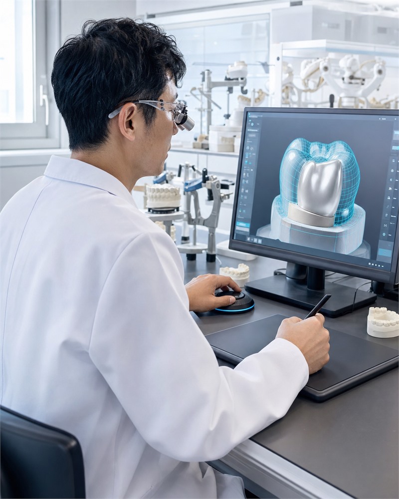 CAD/CAMで補綴物を設計する歯科技工士