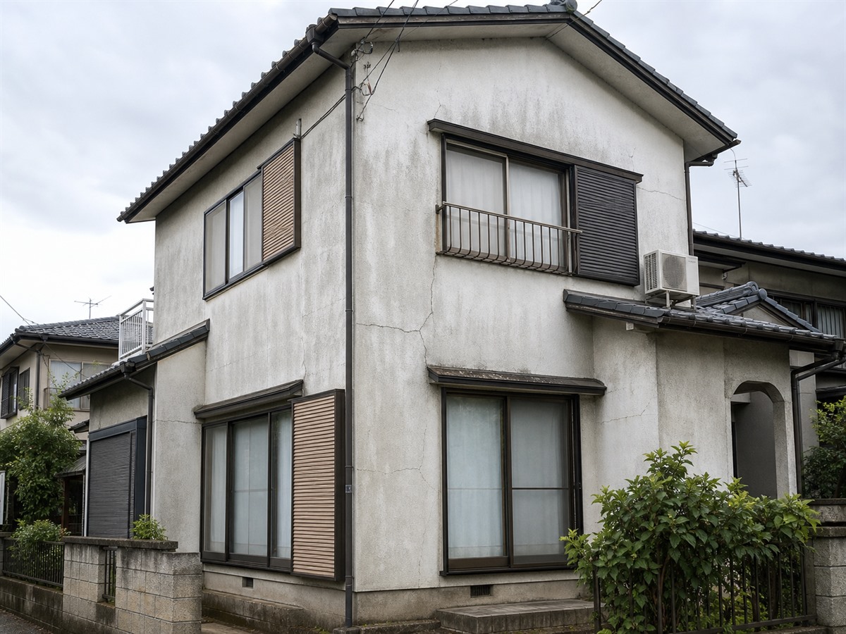 施工前のモルタル外壁