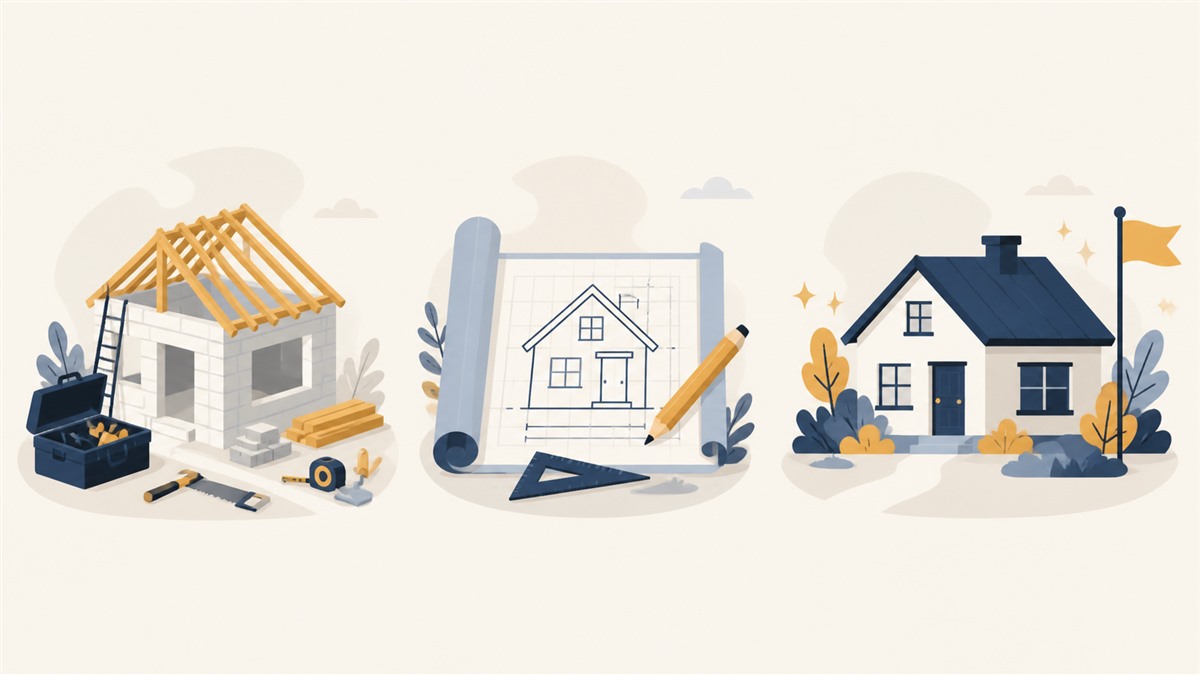 建売住宅のように完成した実物を見てから買うホームページのイラスト