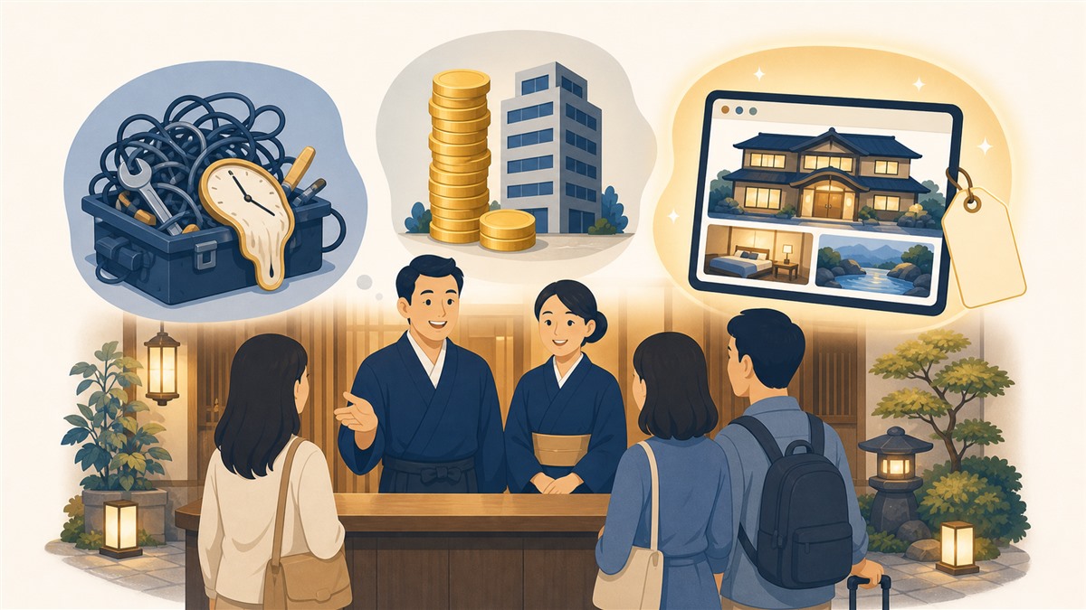 宿ホームページの持ち方別費用感のイラスト