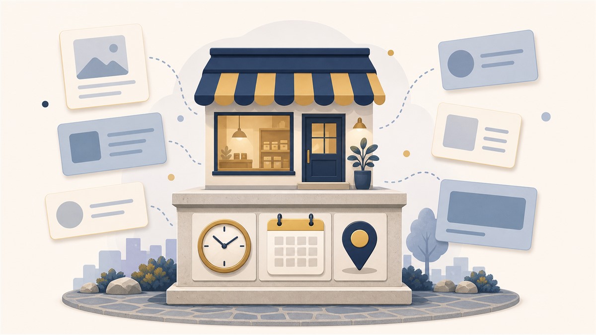 お店の公式情報の発表の場としてのホームページのイラスト