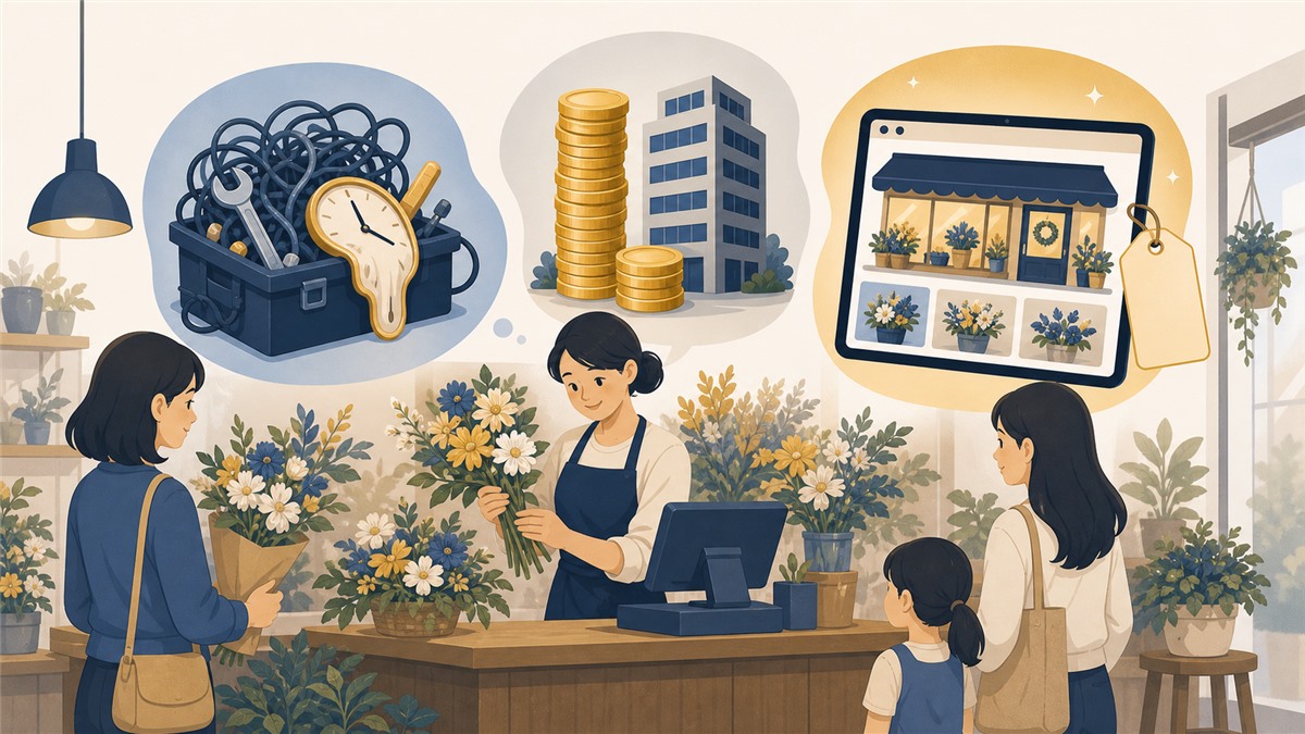 お店のホームページの持ち方別費用感のイラスト