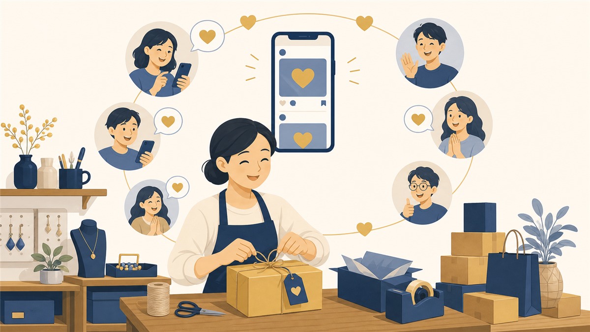 SNSだけで事業が回っているケースを表すイラスト