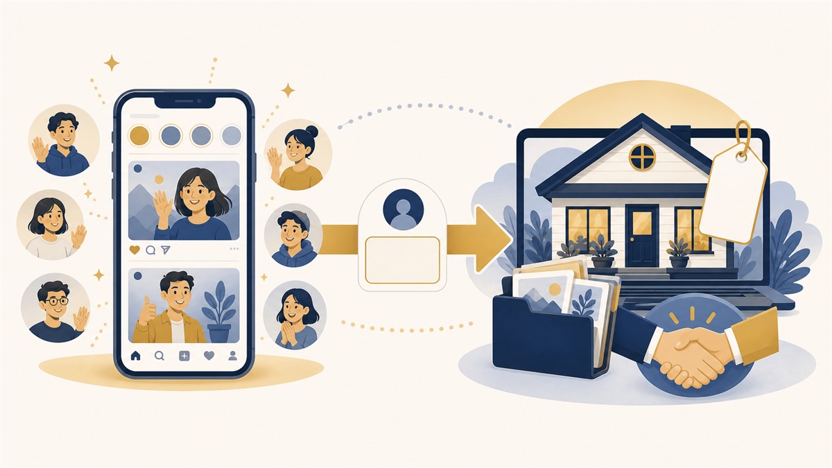 SNSとホームページの役割分担を表すイラスト