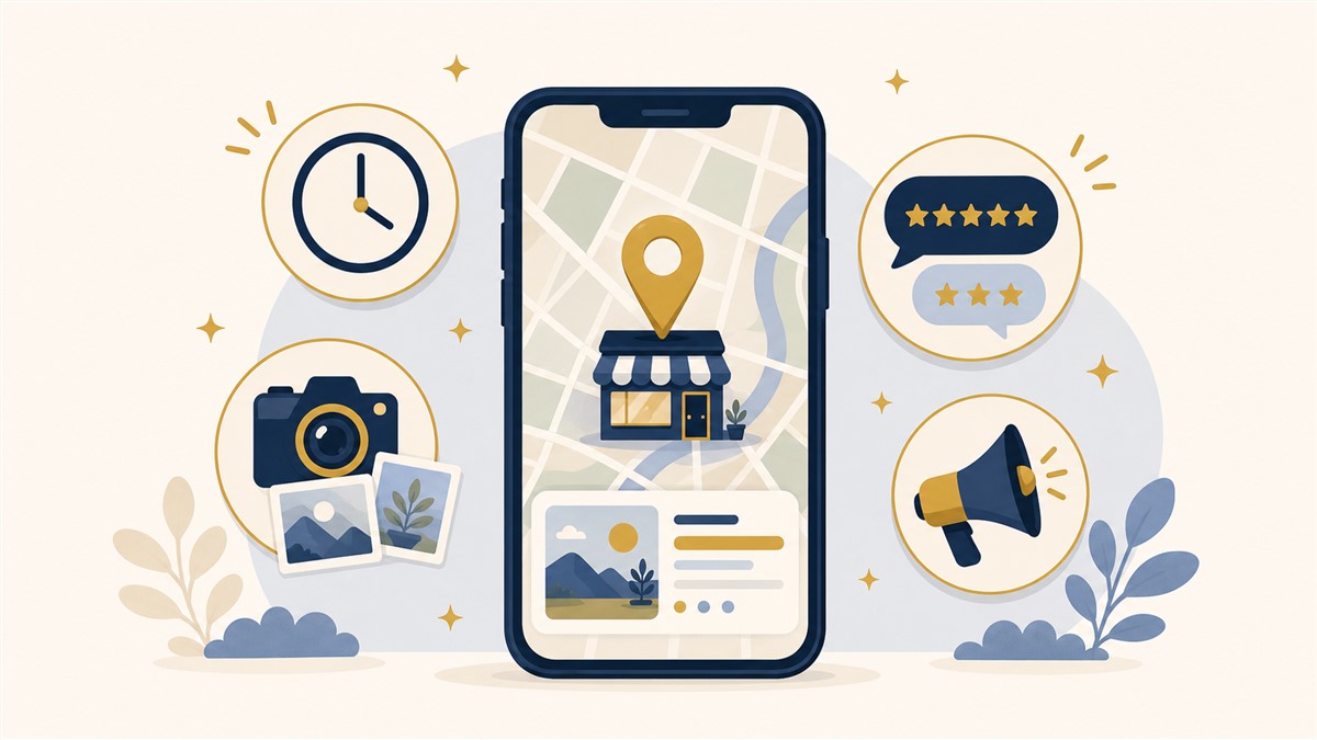 Googleマップ上のビジネス情報を表すイラスト