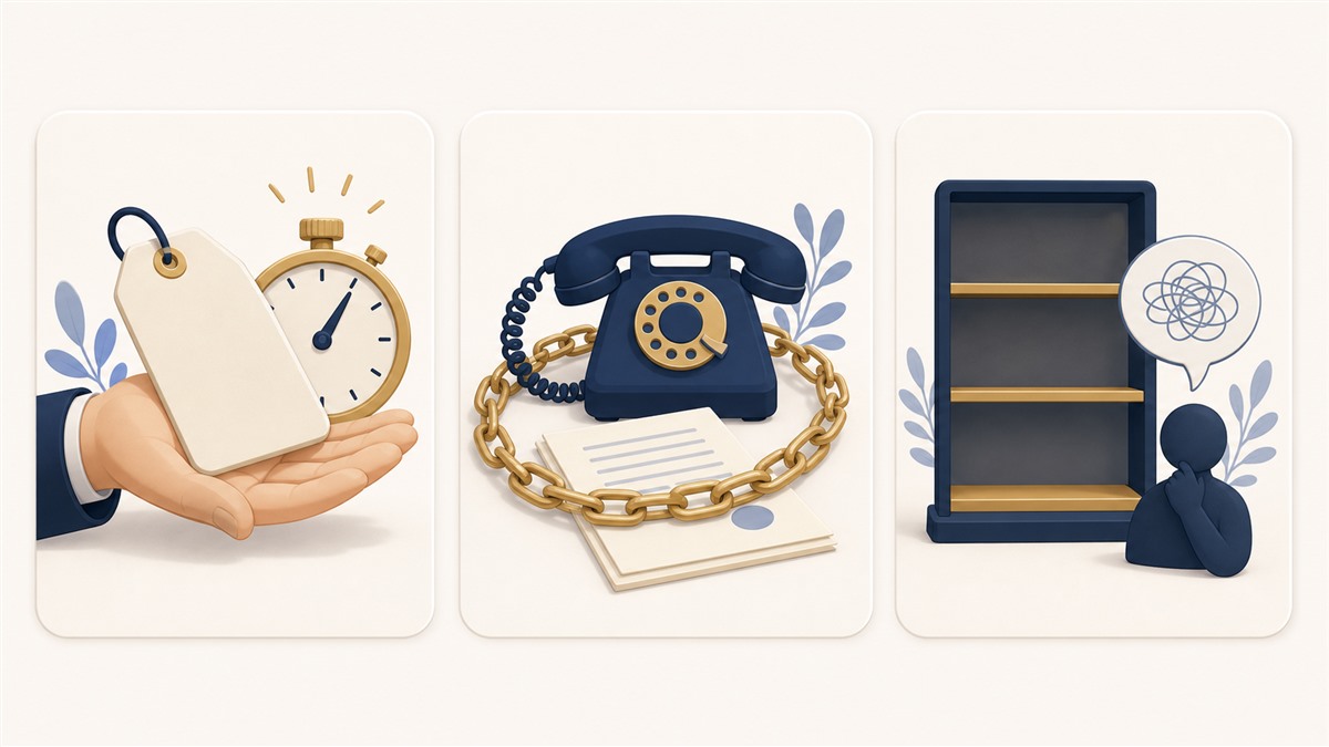 危険な営業手法のサインを表すイラスト