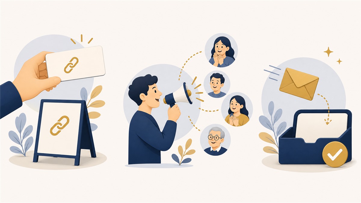 名刺やSNSへのURL記載・告知を表すイラスト