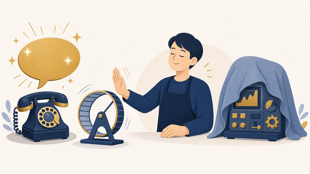 不要な営業電話や毎日更新の強迫観念を手放すイラスト