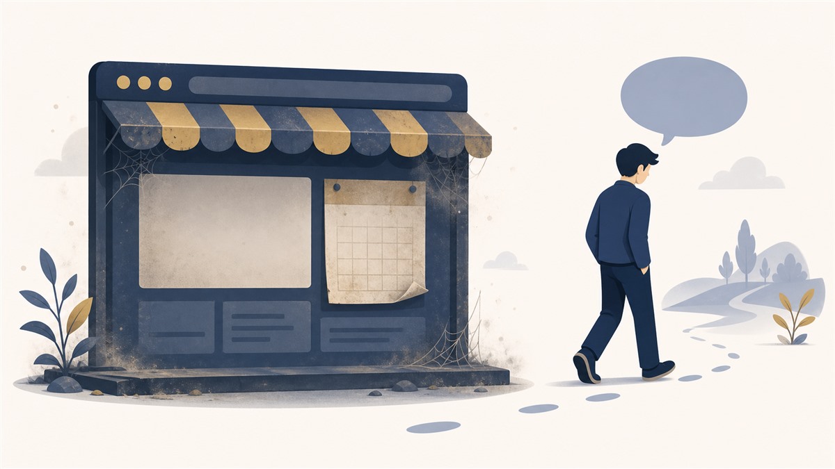 古びたホームページが訪問者に与える印象のイラスト